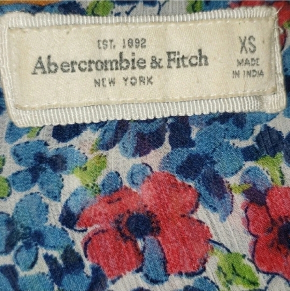 𝅺A&F Xs Floral Layered Tank Top Blouse Red Blue Hi-Lo Spaghetti Straps - Picture 5 of 6